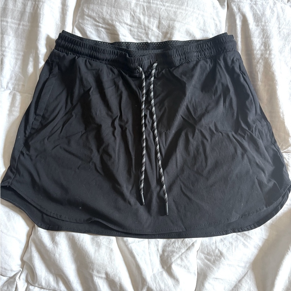 Black Athletic Skirt with Drawstring